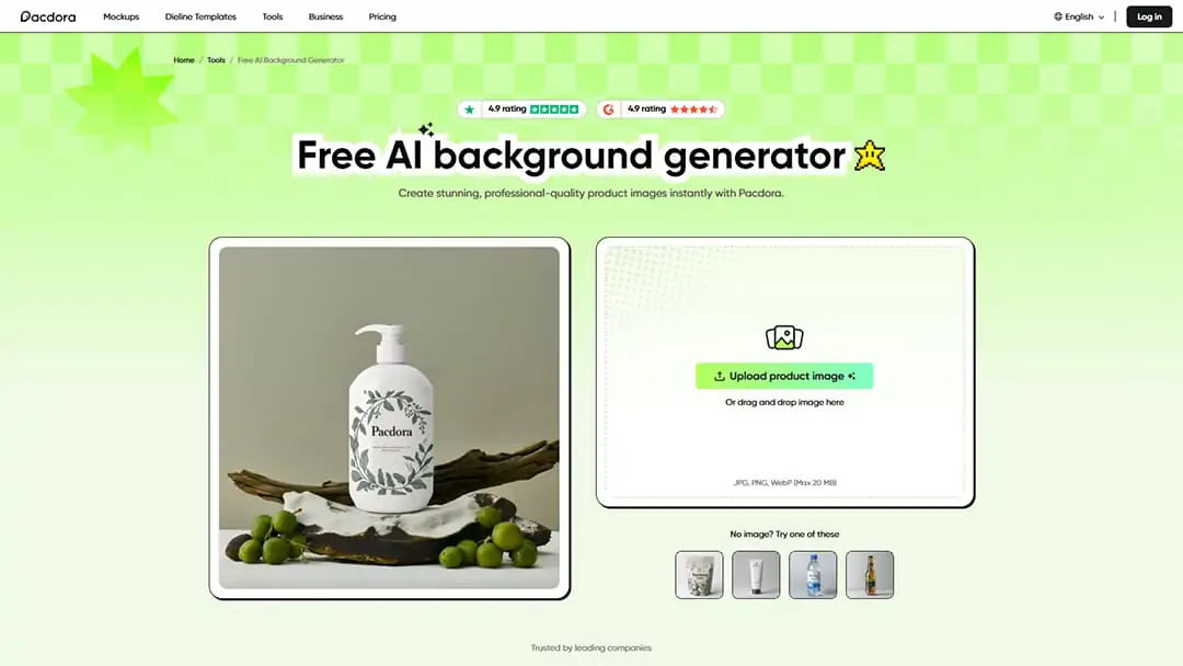 Pacdora AI background generator page Pacdora AI background generator page