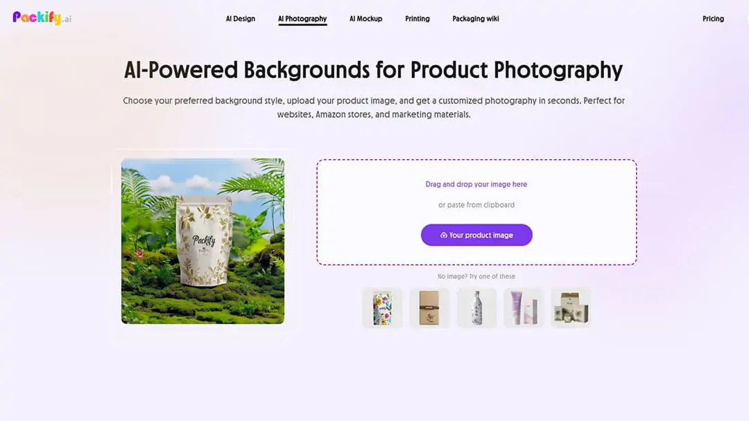 Packif.ai AI background generator page Packif.ai AI background generator page