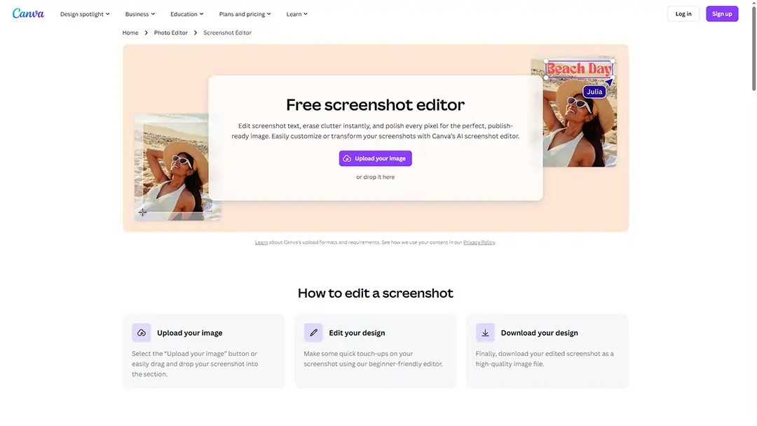 Screen editor interface for Canvas