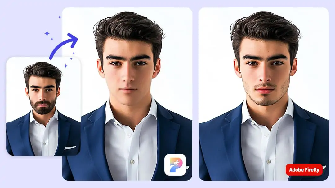 Pokecut's beard remover filter is more natural than Adobe Firefly's function