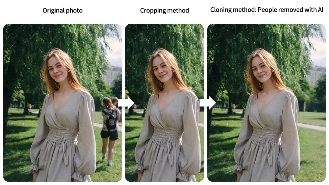 Crop someone out of photos and resize photo size