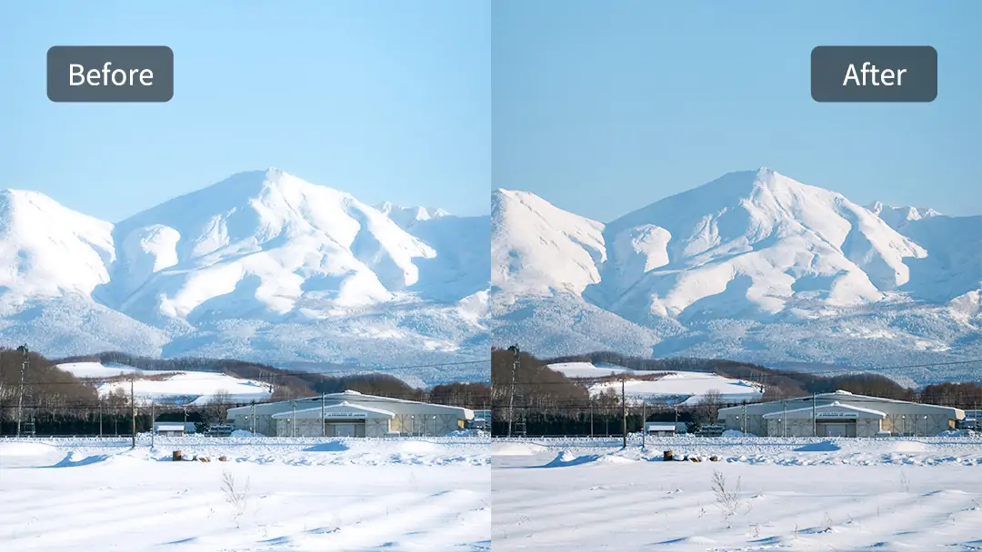 Comparison between overexposed photos and clean photos 