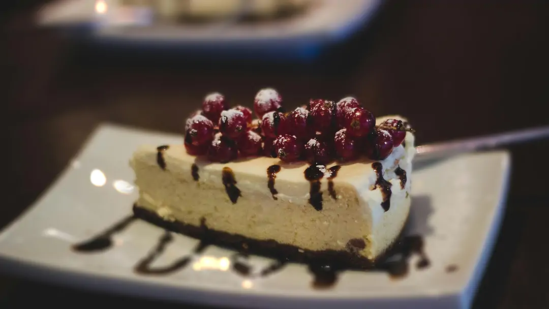 A dish in focus and a blurred background using a bokeh filter