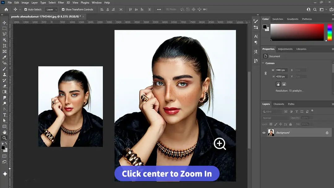 Click center to zoom in image