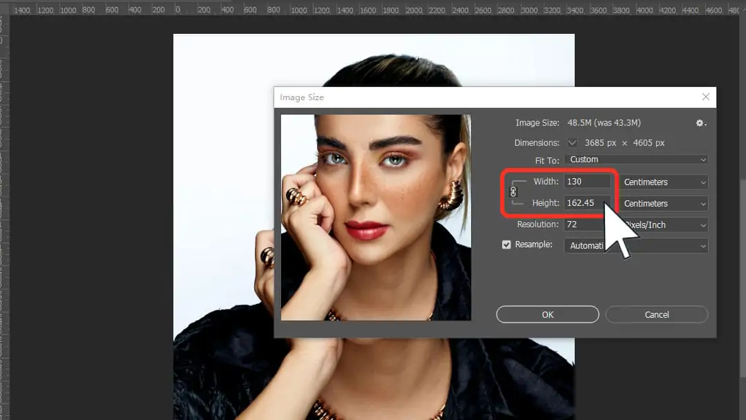 Input custom image dimensions