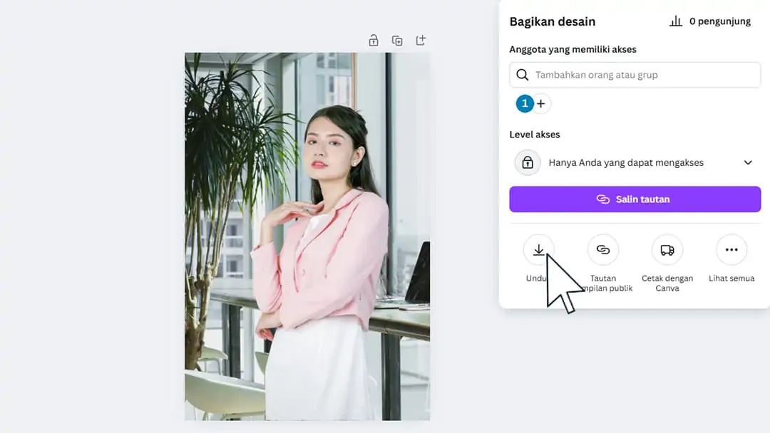 Menyesuaikan ukuran dan posisi subjek, lalu mengunduh gambar baru