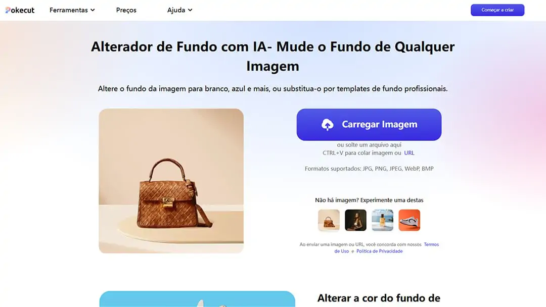 Carregar imagem para o alterador de fundo Pokecut