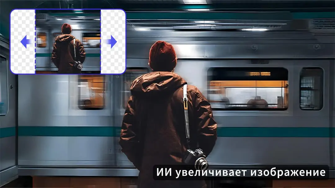 AI-увеличение изображения с эффектом размытия в движении