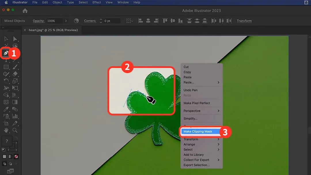 Remove image bg in illustrator via pen tool