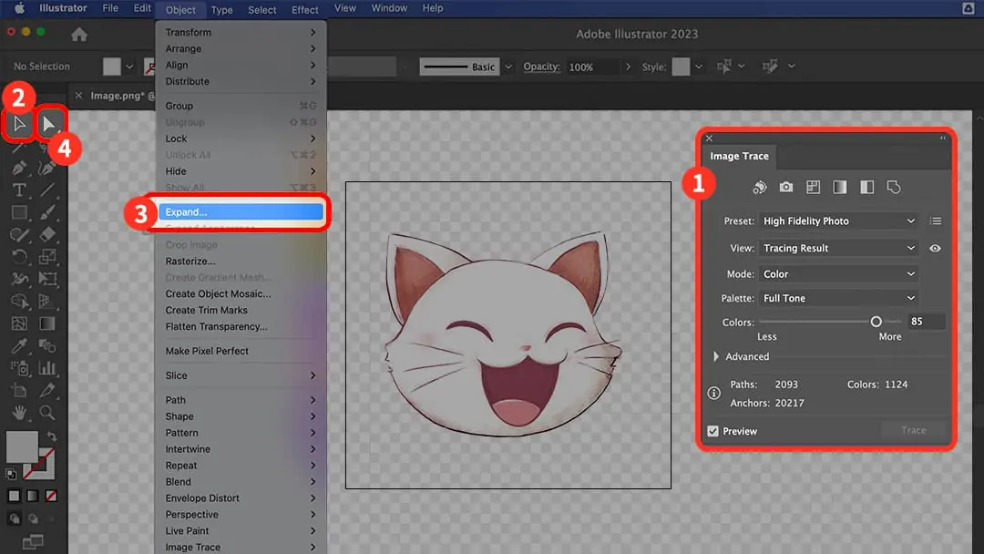 Remove image bg in illustrator via image trace