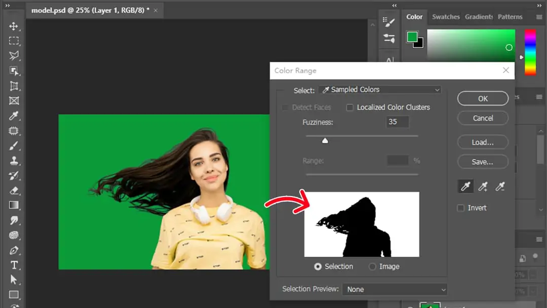 Select green screen background