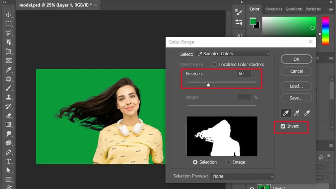 Adjust color range fuzziness