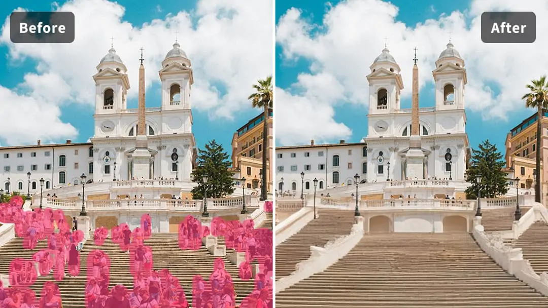 Remove a person in beautiful scenery using Pokecut