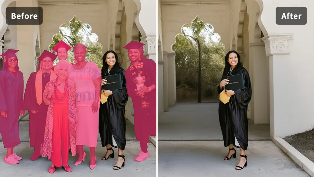 Get a new headshot by editing people out of photo with Pokecut
