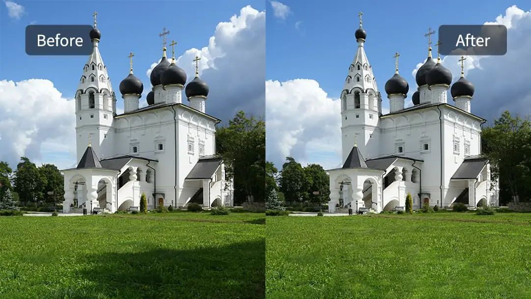 Capture the details of landscape by removing shadows in pictures