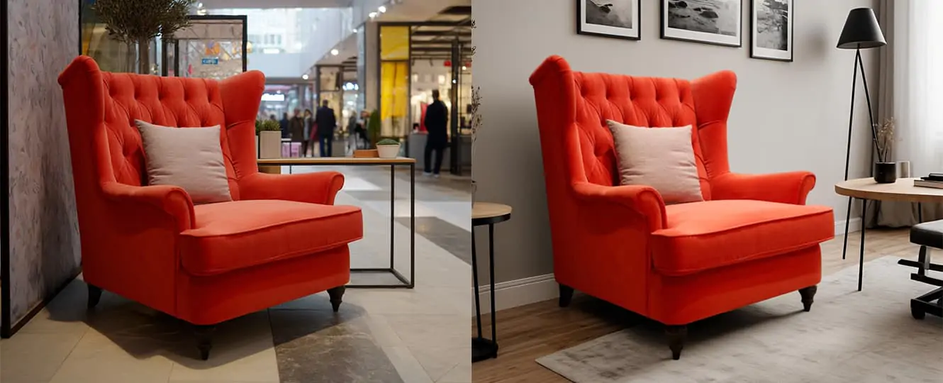 One-click intelligent background replacement for furniture products