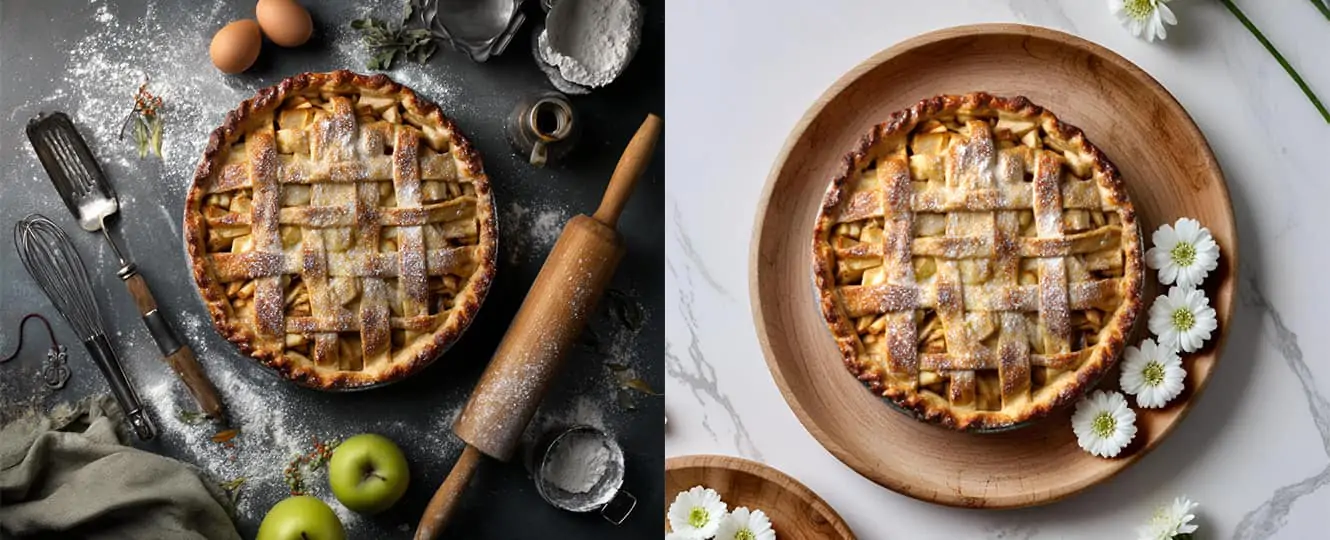Use AI backgrounds to replace food backgrounds for more visual appeal