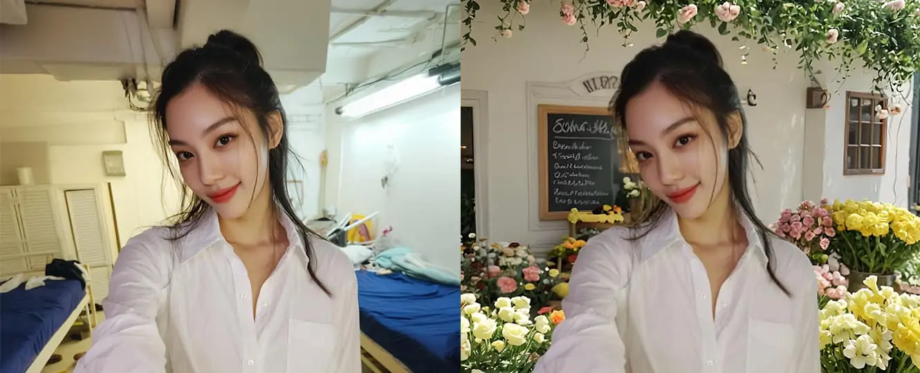 AI 背景允許您自由替換肖像的室內和室外背景