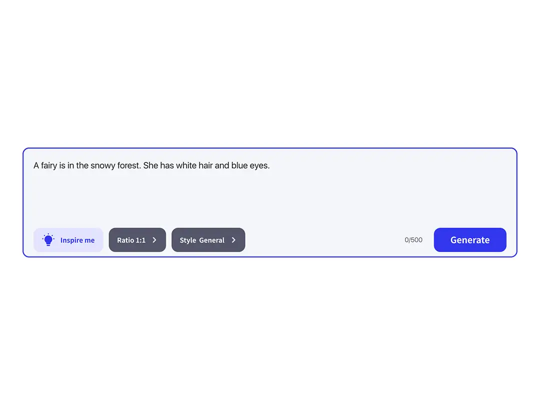 Enter descriptions for AI images.