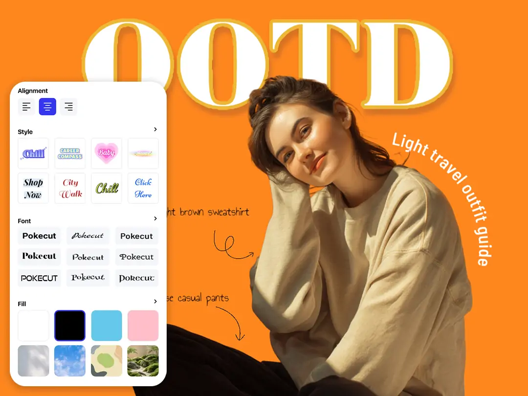 Add captions to photos with hundreds of stylish fonts using Pokecut