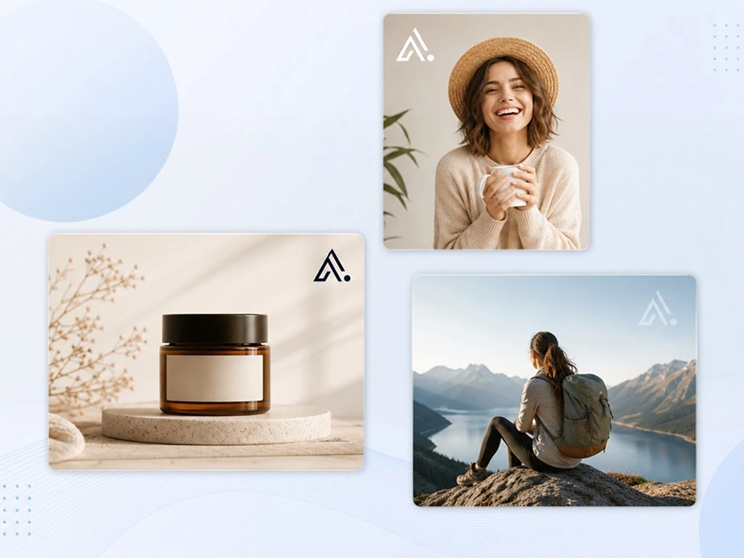 Corner logo placement with opacity examples