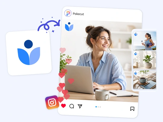 Social media post with consistent logo placement
