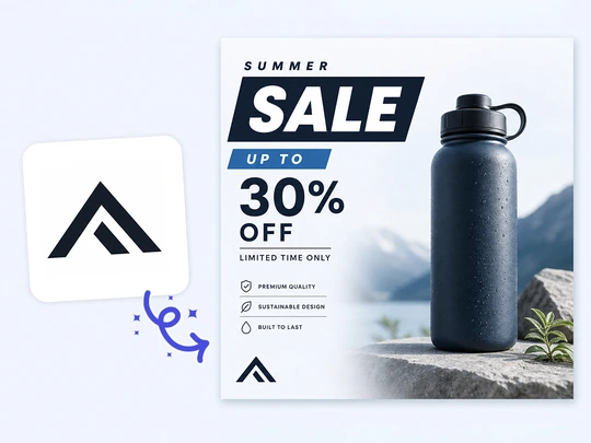 Marketing flyer with a clear logo overlay