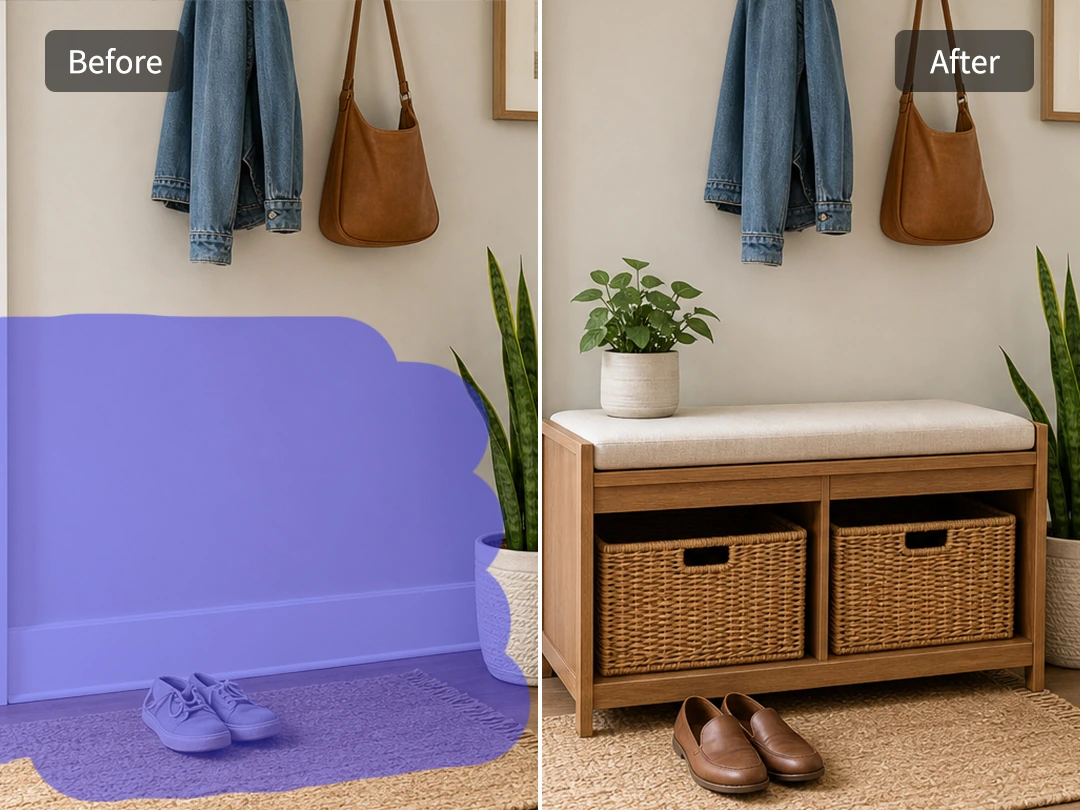 Replace an unwanted object in a photo with a new AI object
