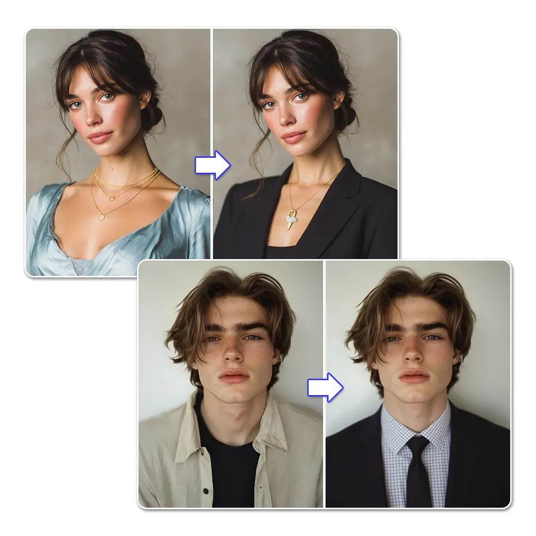 AI suit photo editor transforms casual portraits into professional suits