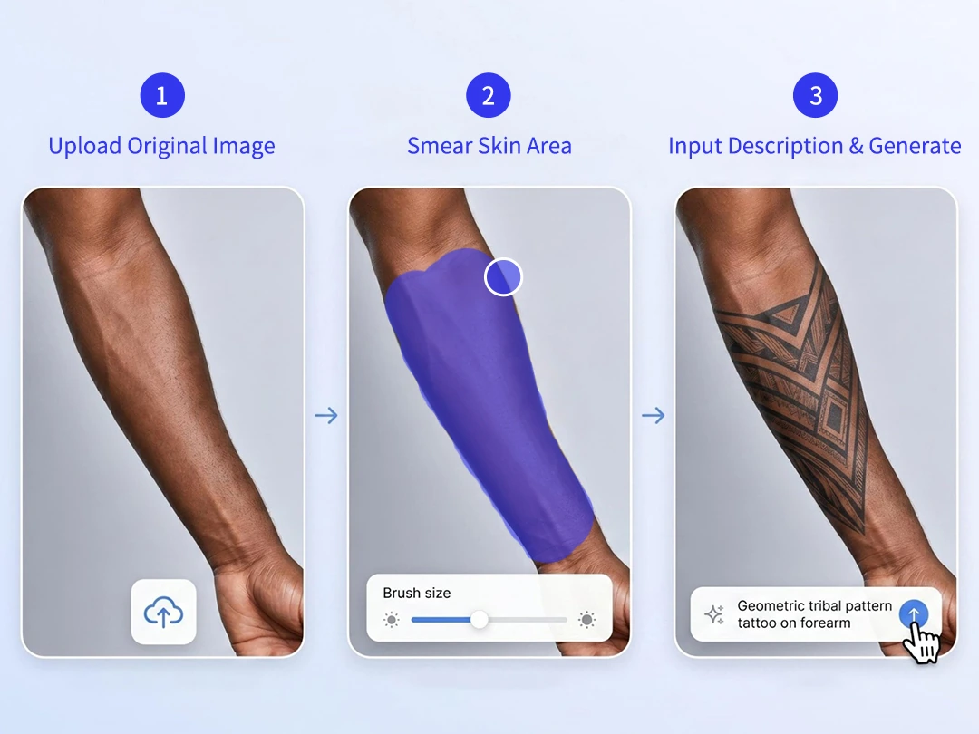 Use AI Replace to add a tattoo to selected skin