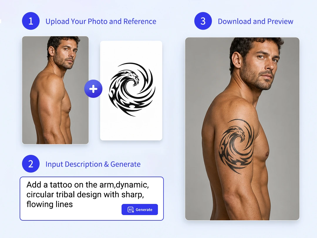 Upload a tattoo reference for body preview