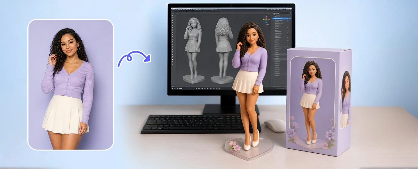 Cute rounded toy figure from a selfie