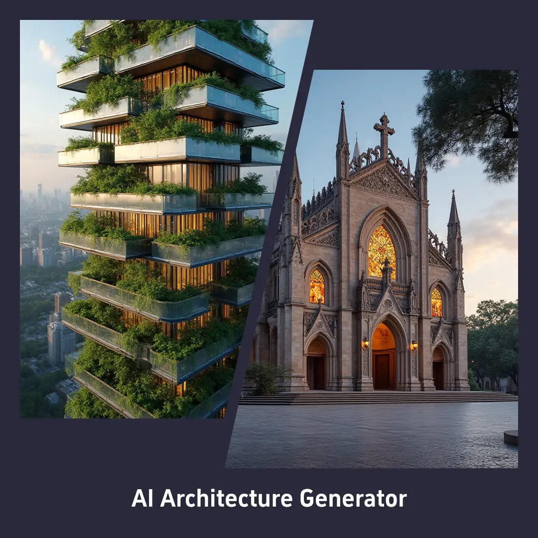 Photorealistic AI-generated architectural renderings of modern buildings and houses with Pokecut