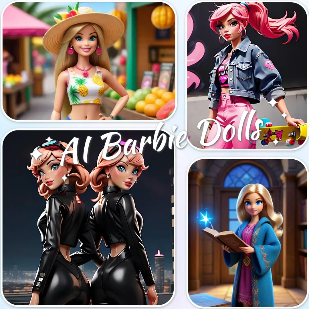 Generate AI Barbie dolls online in different styles and outfits.