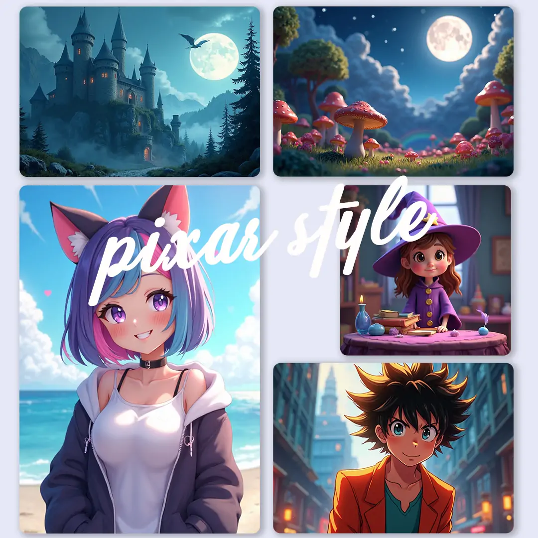 Different styles of cartoon characters are created by Pokecut's ai cartoon generator