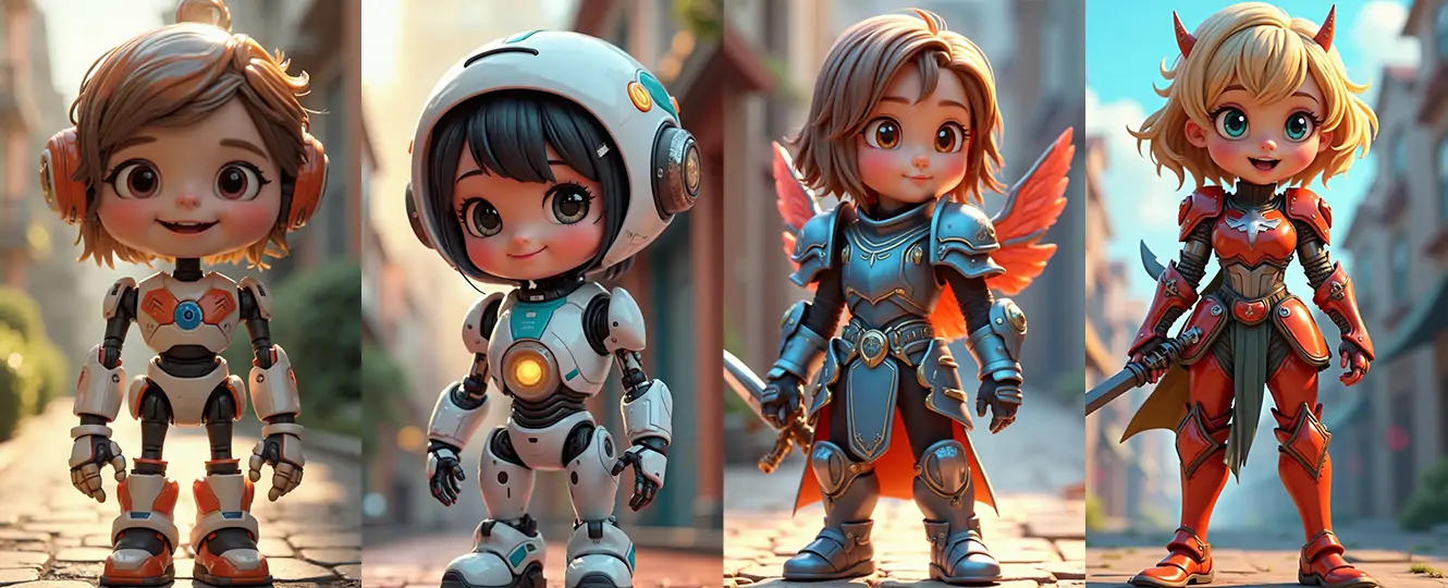 3D cartoon characters' photos generated by Pokecut's ai cartoon generator