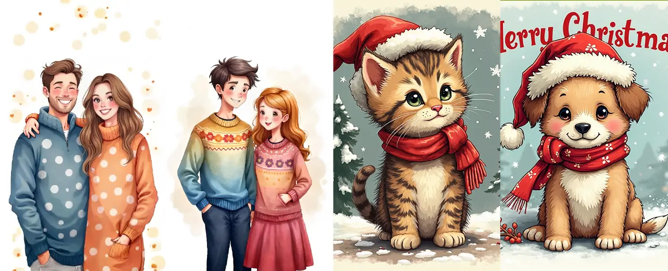 Watercolor style photos generated by Pokecut's ai cartoon generator