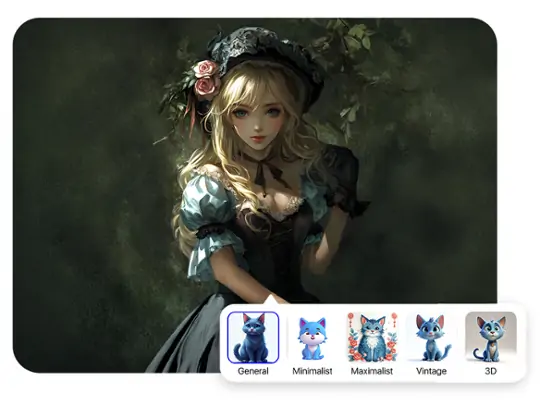 Choose sizes and styles of photo when generating in ai cartoon generator.