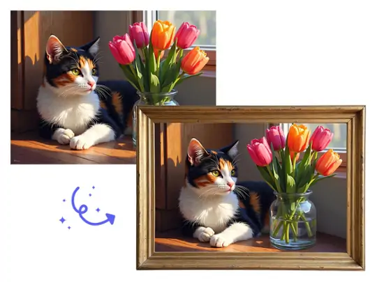 Turn your AI cat pictures into artworks to decorate your personal space.