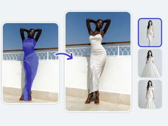 Change different wedding dresses.