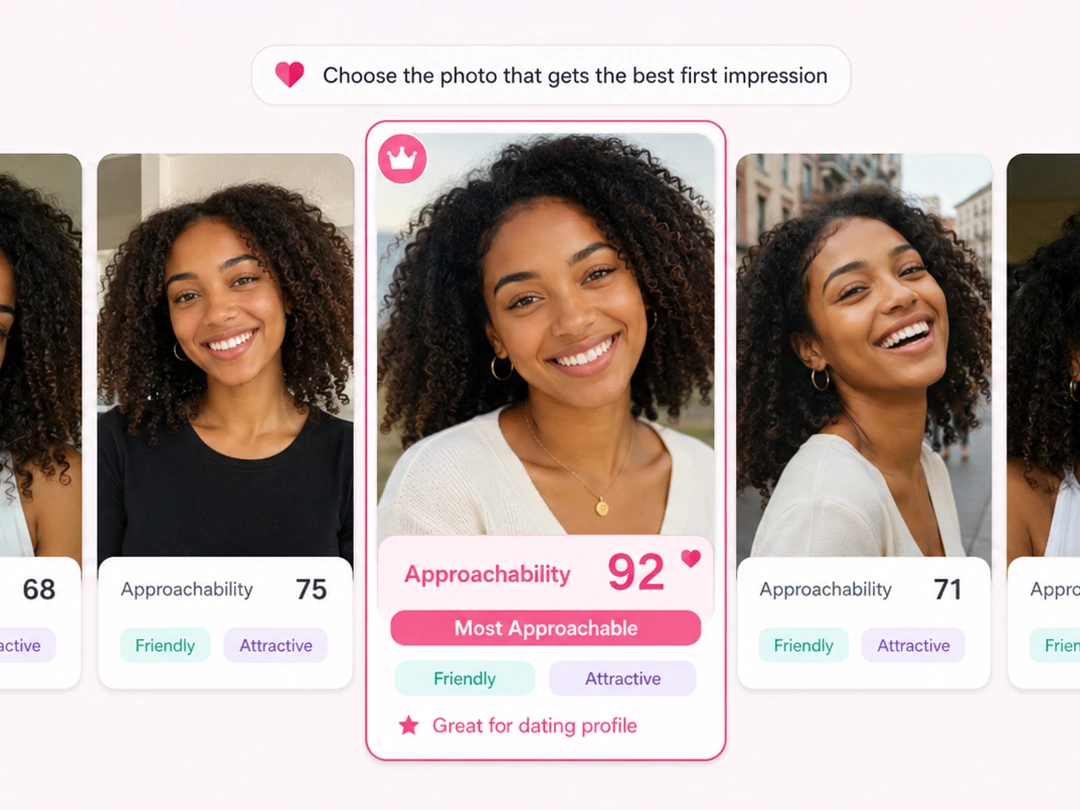 Compare dating profile photos for approachable first impressions