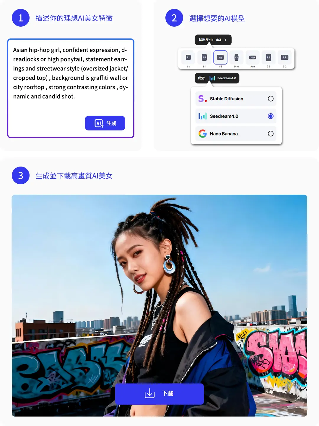 AI高畫質美女生成過程