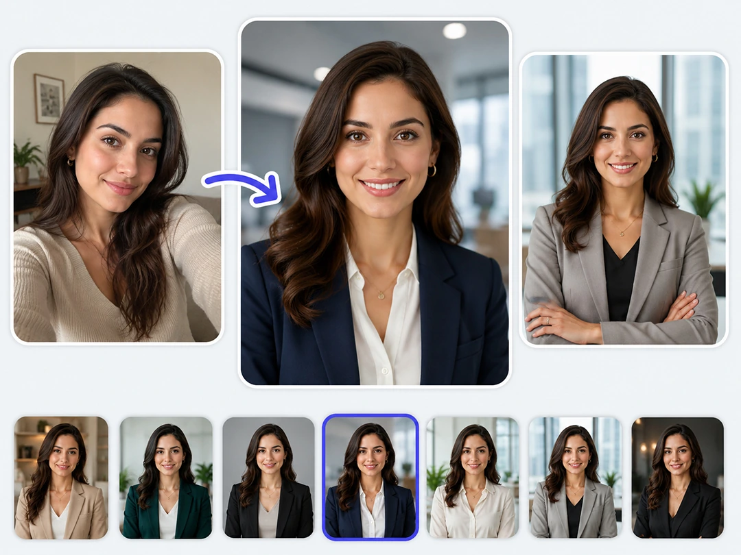 Business outfit and office backdrop options for headshots