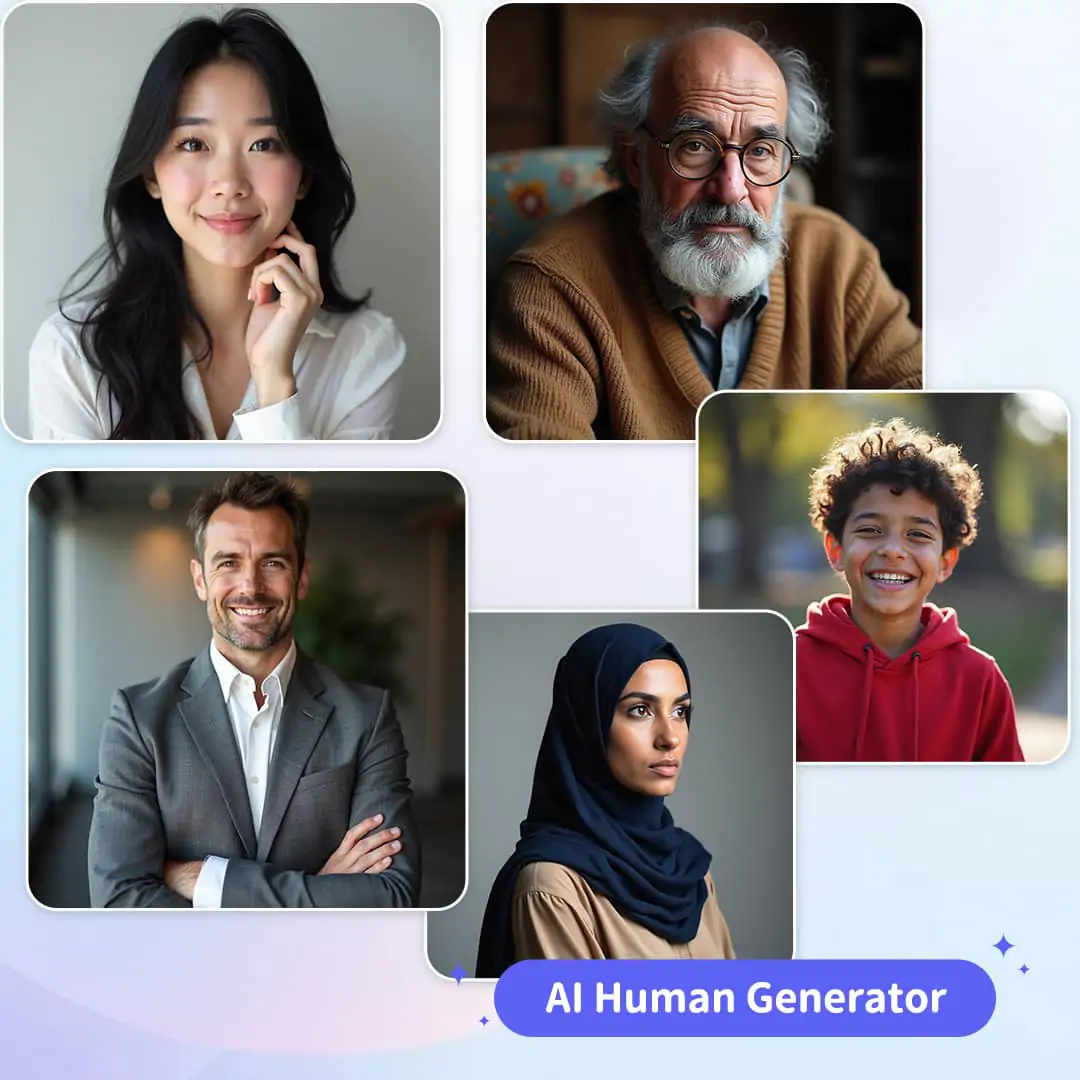 A group of realistic AI-generated human faces