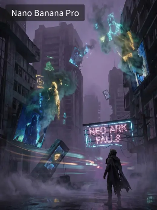 Generate holographic futuristic civilization under dark aesthetics