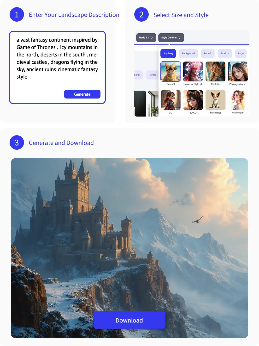 3 steps in generating landscapes by Pokecut