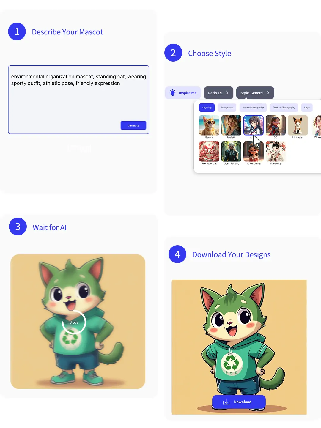 Steps to Generate AI Mascots Online: Four Easy Steps.
