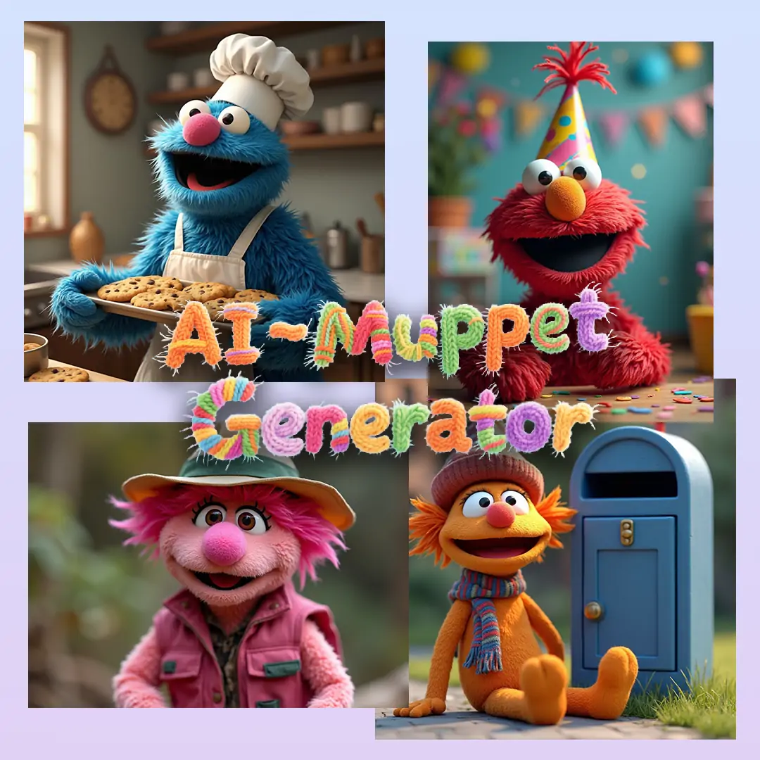 Use the AI Muppet Generator to create a variety of adorable Sesame Street Muppet characters.