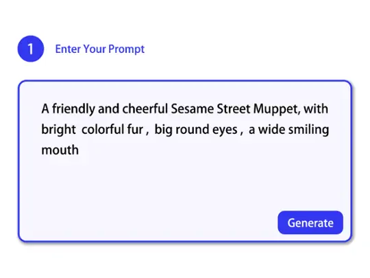 Upload prompt words about the Muppet, clearly describing the species’ appearance and clothing.