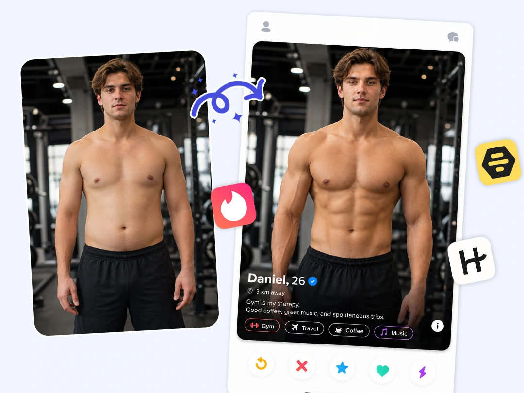 Enhance your dating profile picture with muscles.